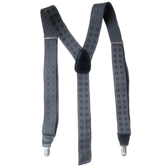 CAS Germany Grey Geometric Pattern Men’s Suspenders - Picture 1 of 6
